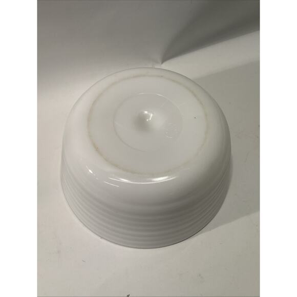 VTG GE General Electric 9" Ribbed White Milk Glass Mixing Bowl/Farmhouse - Picture 3 of 7